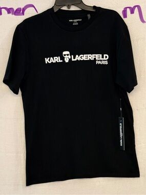 Karl Lagerfeld Black T-Shirt with White Logo